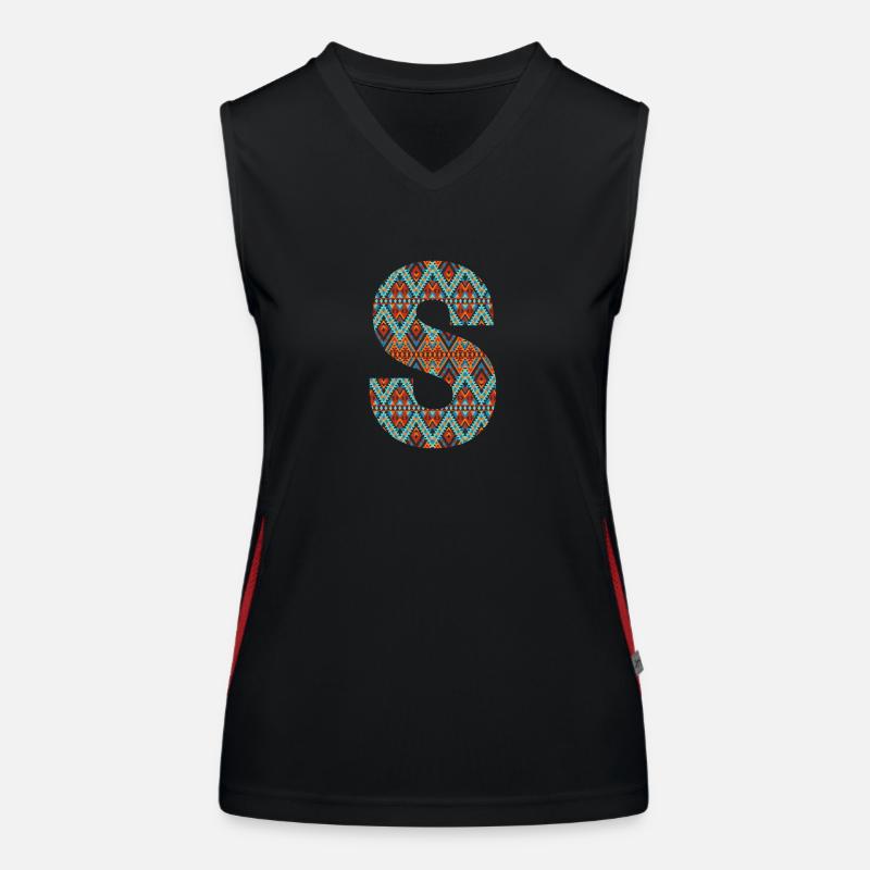 Buchstabe S- Boho-Design, Buntes Monogramm Funktionelles Kontrast-Tank Top für Frauen