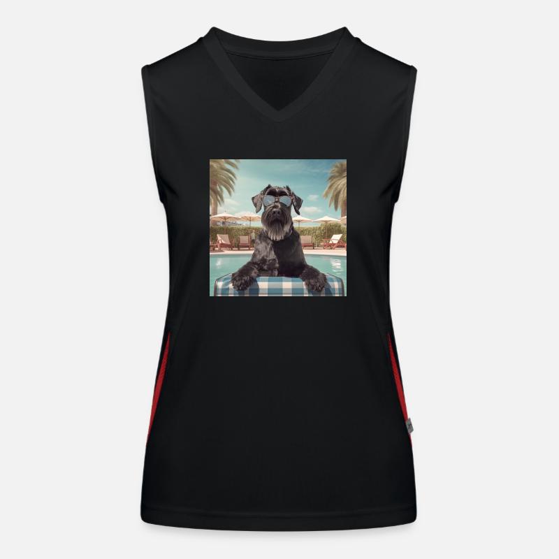 Giant schnauzer with sunglasses on vacation Women's Functional Contrast Tank Top