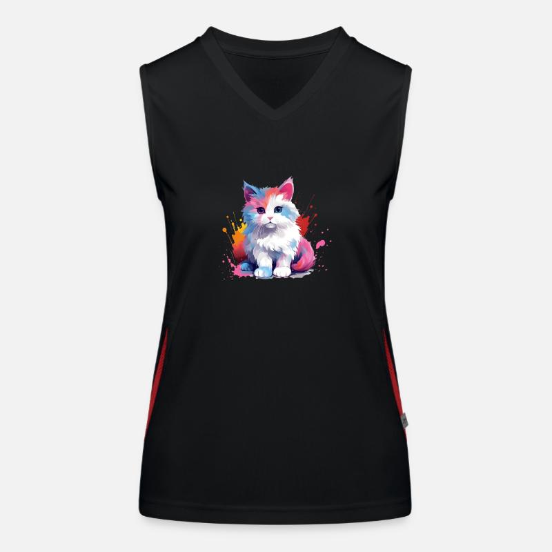 Splash Cat Kitty Design Present Idea Women's Functional Contrast Tank Top