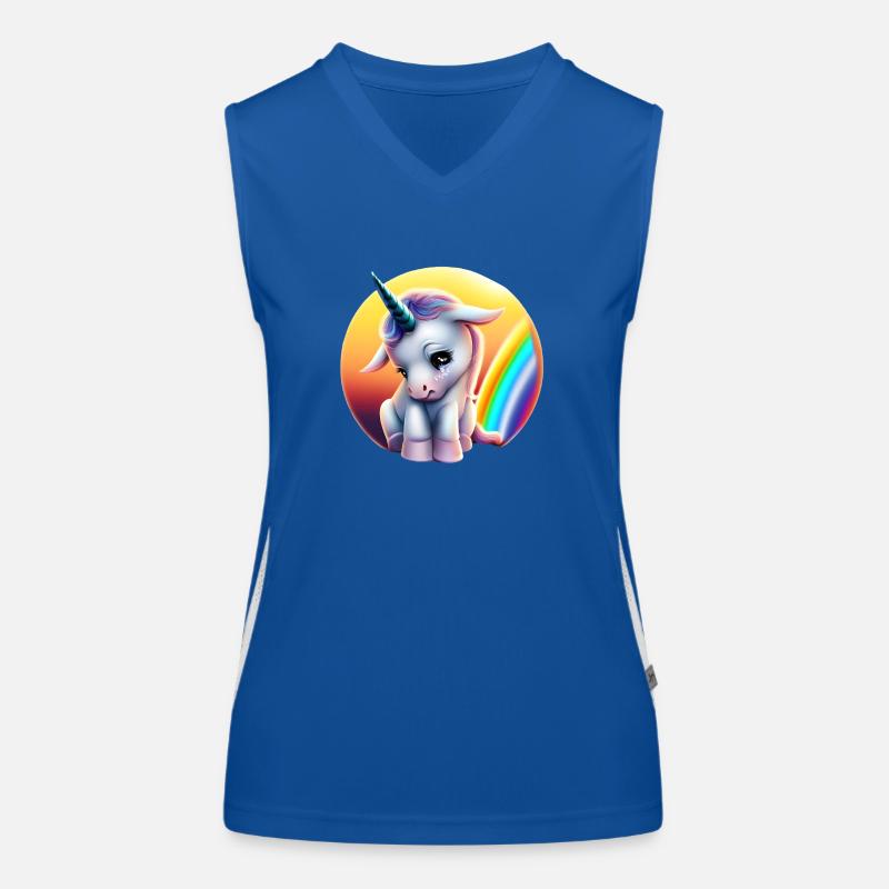 Depression Einhorn traurig Regenbogen Funktionelles Kontrast-Tank Top für Frauen