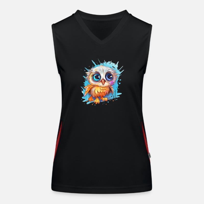 Niedliche Wachsame Eule | Nachtschwärmer Eule Funktionelles Kontrast-Tank Top für Frauen