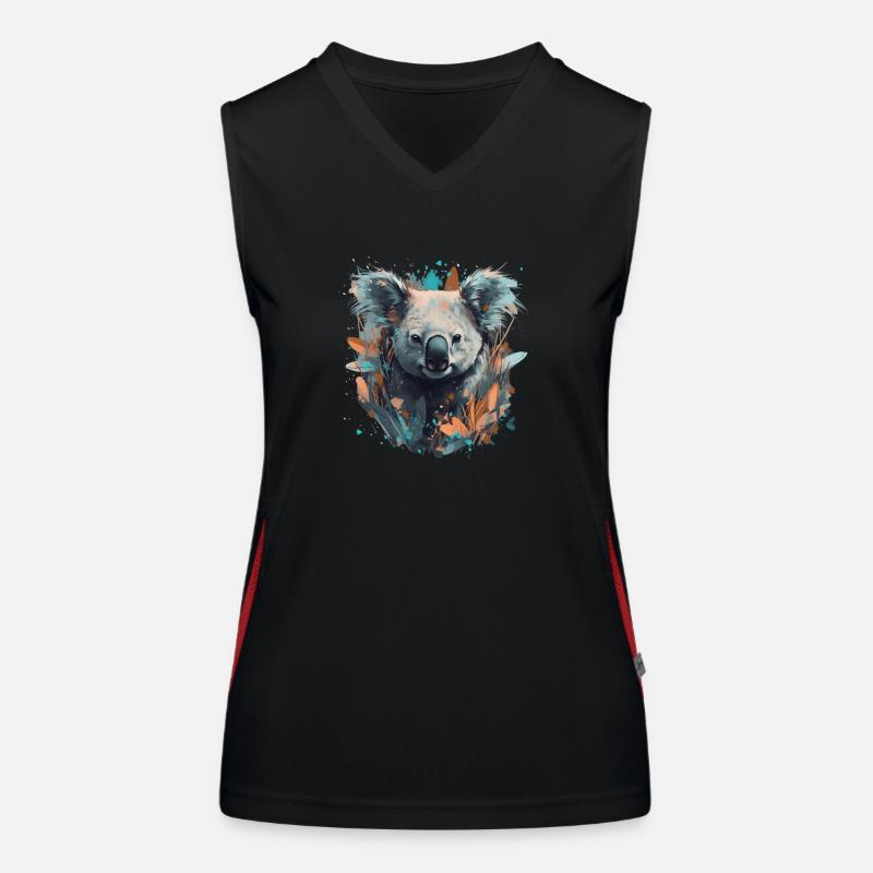 Koala Bear in Eucalyptus trees Women's Functional Contrast Tank Top