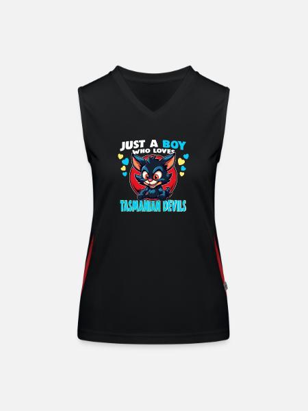 Just a Boy who Loves tasmanian Devils - Women's Functional Contrast Tank Top - black/red - Front