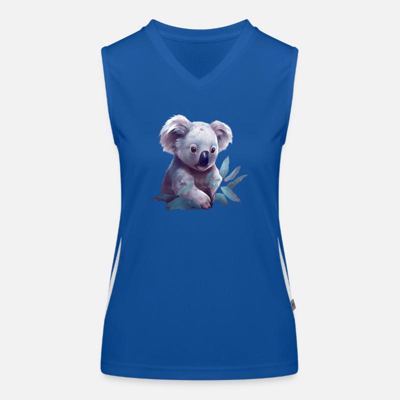 Cute koala with eucalyptus leaf Women's Functional Contrast Tank Top