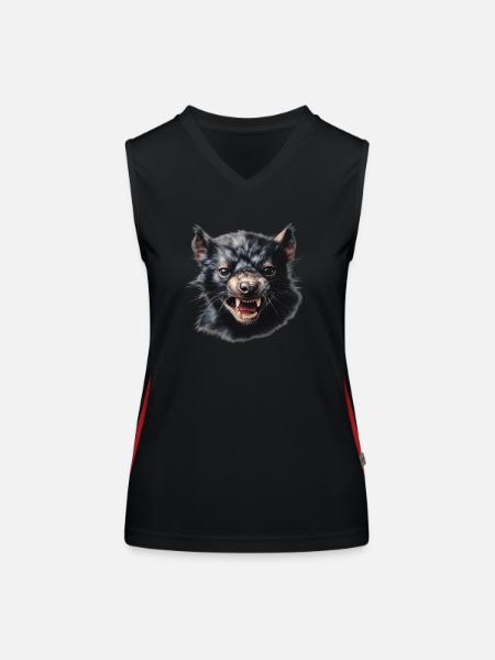 Drohender Tasmanischer Teufel - Funktionelles Kontrast-Tank Top für Frauen - Schwarz/Rot - Vorne