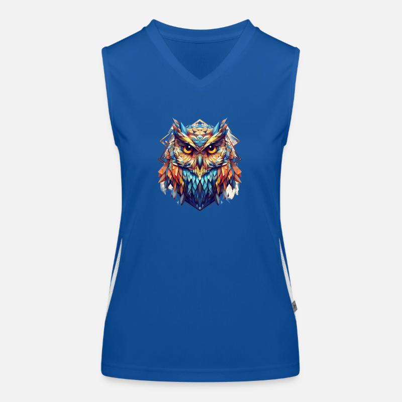 Bunte geometrische Eule Funktionelles Kontrast-Tank Top für Frauen