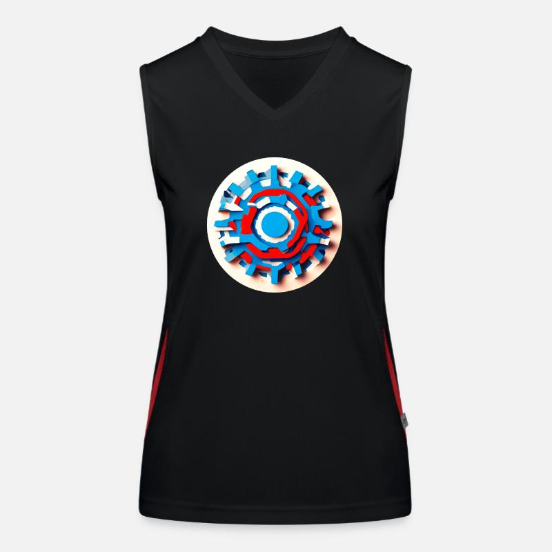 Abstract Psychedelic Gear Wheel Women's Functional Contrast Tank Top