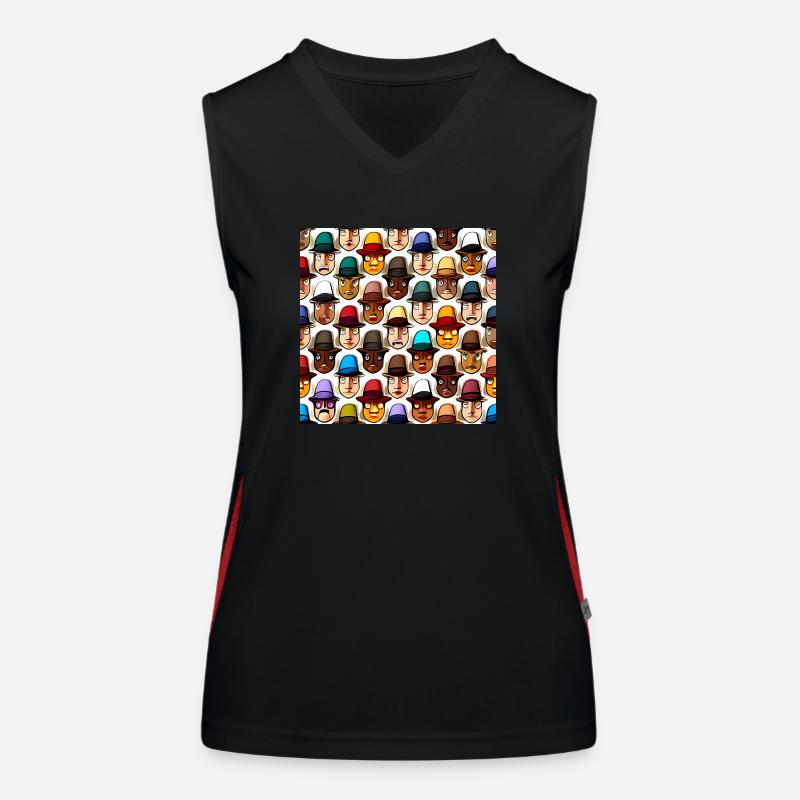 Gesicht im Hut Muster Funktionelles Kontrast-Tank Top für Frauen