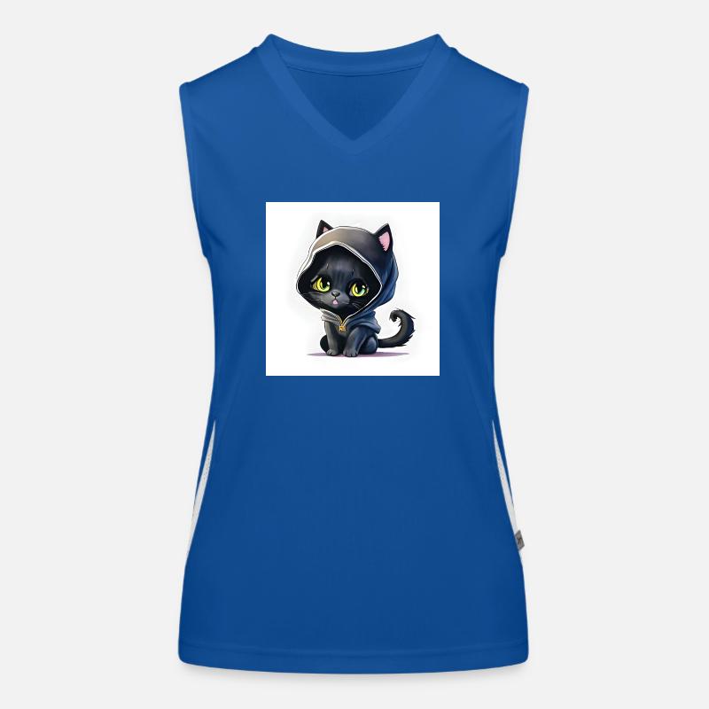 Kleine süße schwarze Katze. Funktionelles Kontrast-Tank Top für Frauen