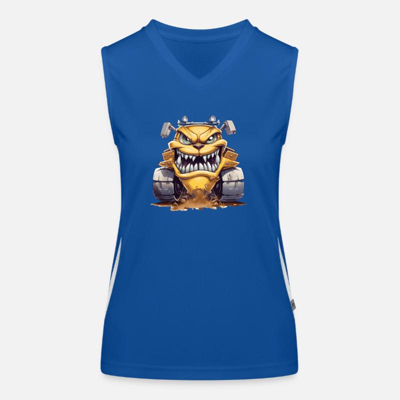 Aggressive construction machine shows its teeth Women's Functional Contrast Tank Top