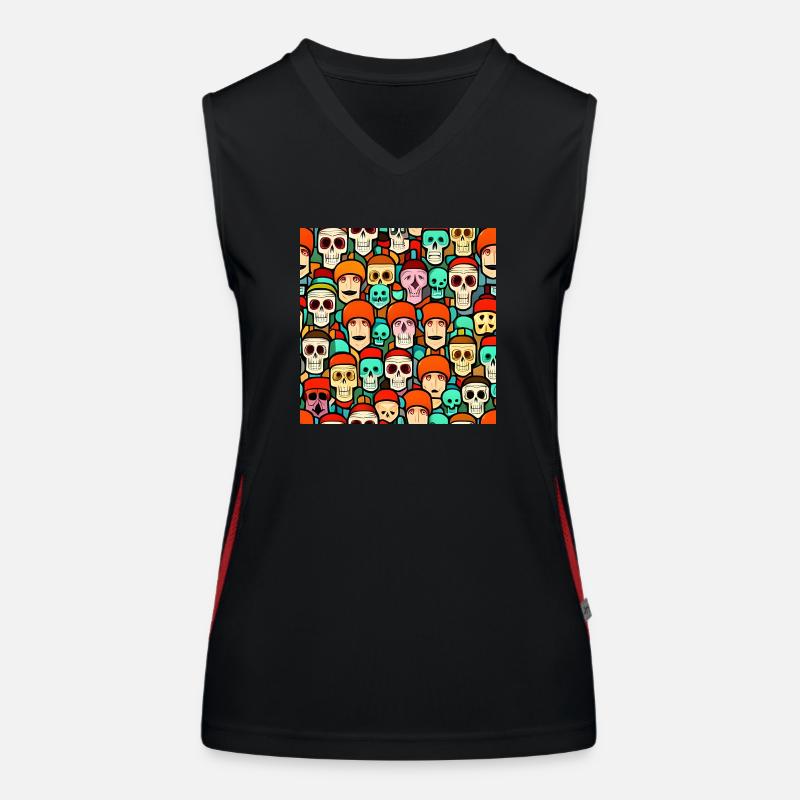 Bunte Totenköpfe patern Funktionelles Kontrast-Tank Top für Frauen