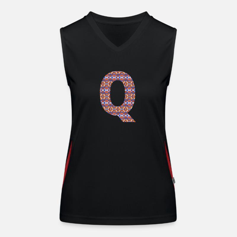 Monogram Letter Q- geometric pattern Women's Functional Contrast Tank Top