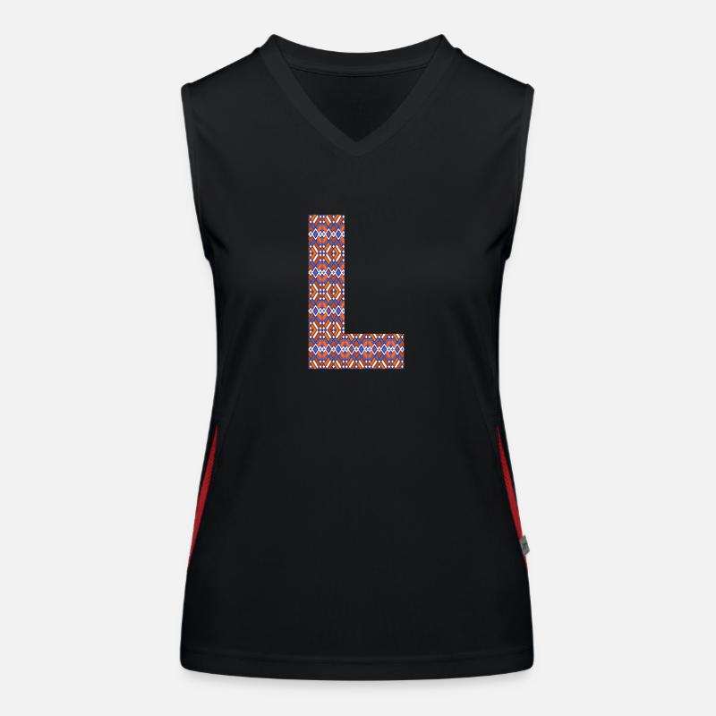 Monogram Letter L- geometric pattern Women's Functional Contrast Tank Top