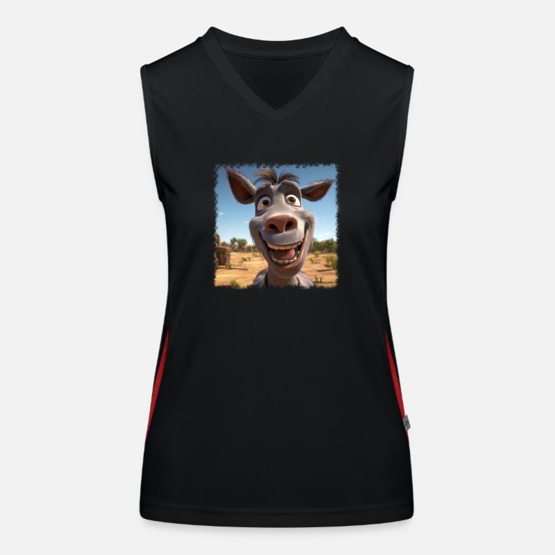 verrückter Esel Funktionelles Kontrast-Tank Top für Frauen