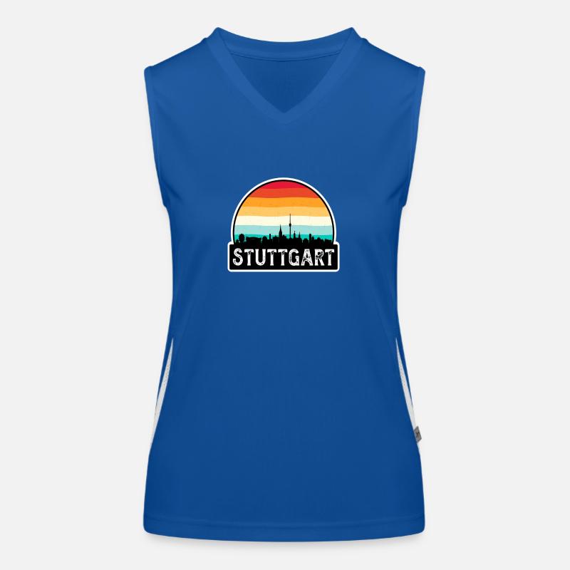 Stuttgart Allemagne drapeau Skyline Souvenir de voyage Débardeur respirant contrasté Femme