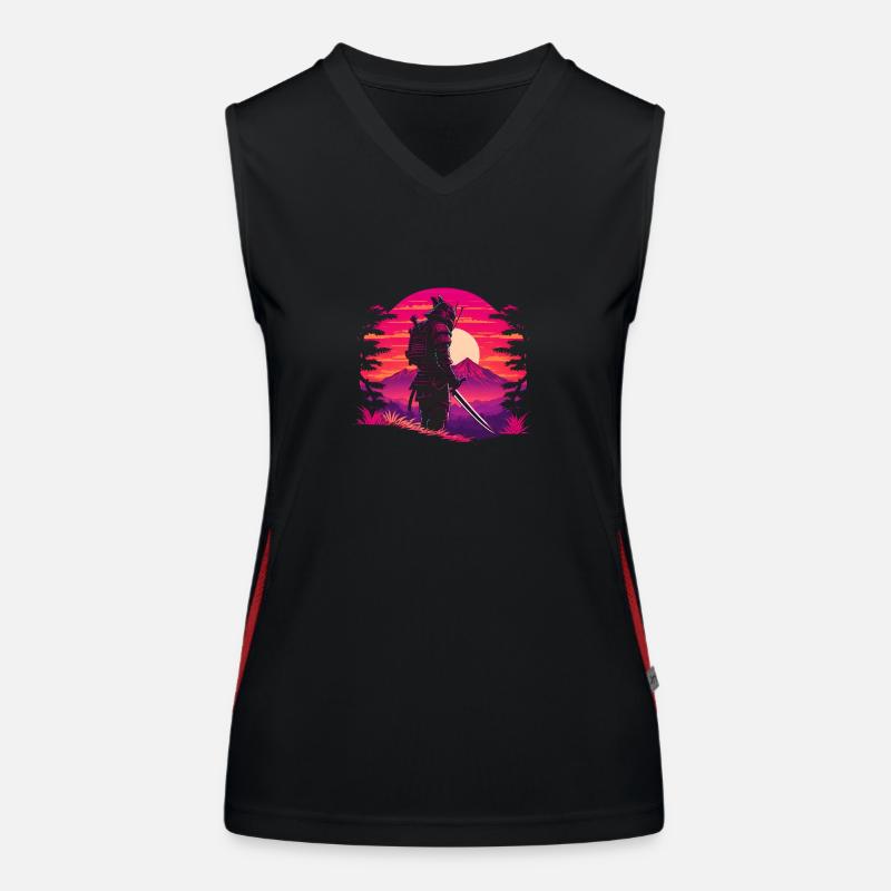 Synthwave Sci-Fi Samurai Women's Functional Contrast Tank Top