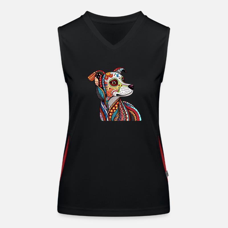 Zentangle-Hund Funktionelles Kontrast-Tank Top für Frauen