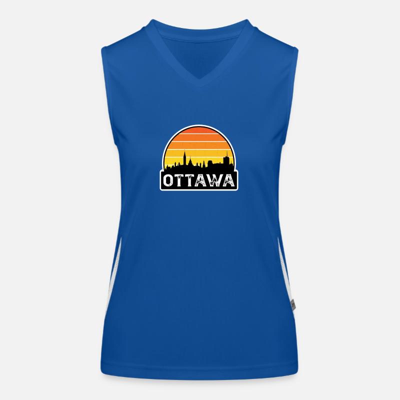 Souvenir de voyage de la ligne d’horizon du drapeau du Canada d’Ottawa Débardeur respirant contrasté Femme