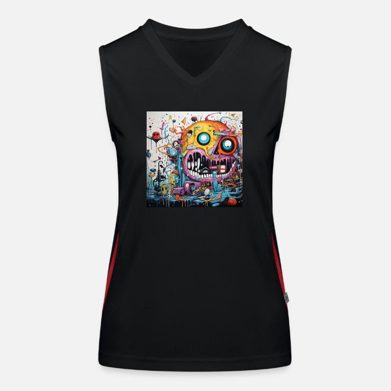 Monster Doodle 4 Women's Functional Contrast Tank Top