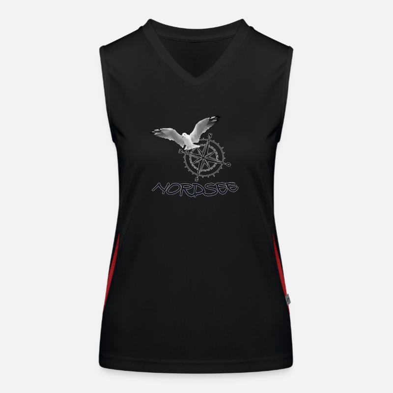 Nordsee - Möwe mit Kompass Funktionelles Kontrast-Tank Top für Frauen