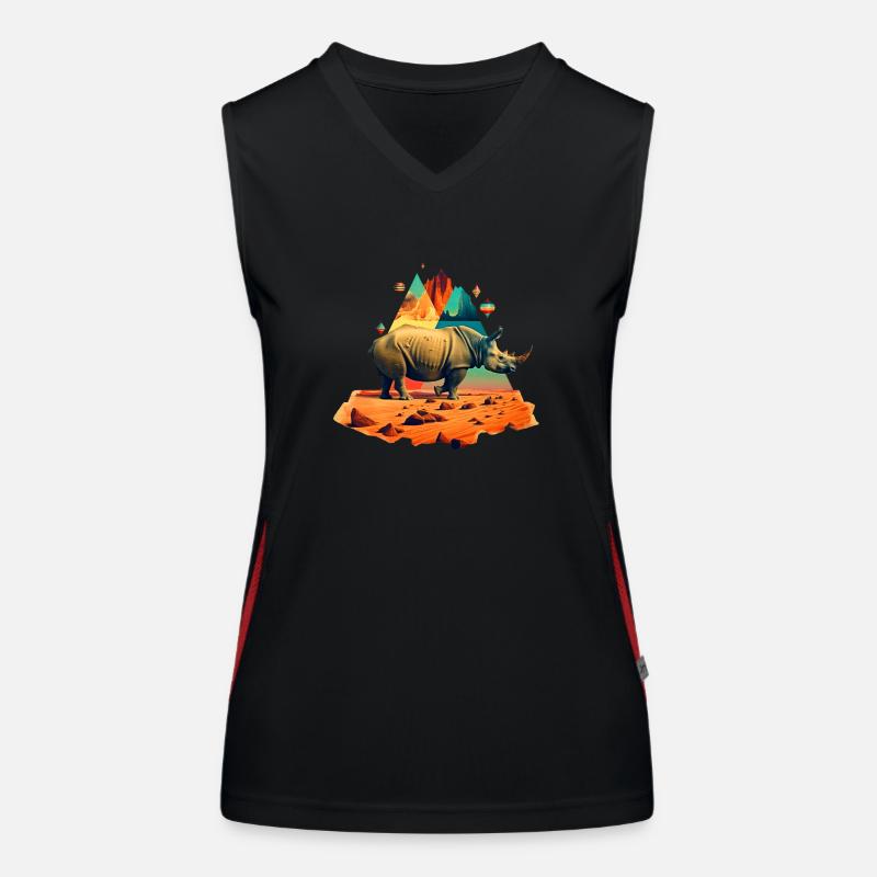 Das Nashorn in der Steppe Funktionelles Kontrast-Tank Top für Frauen