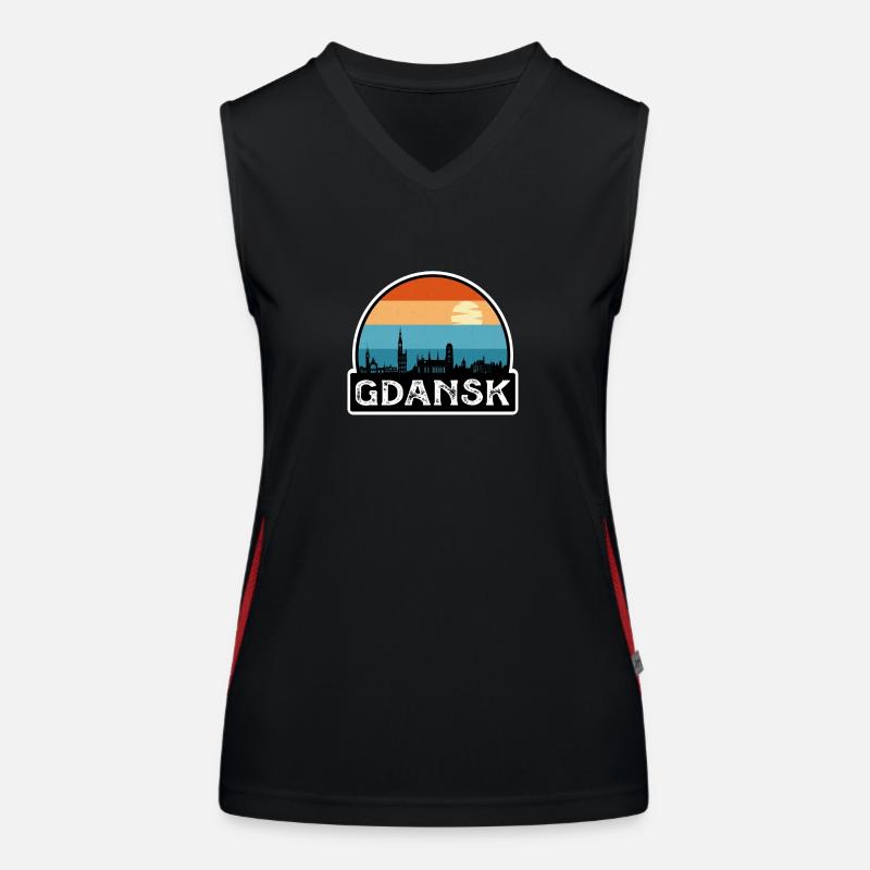 Danzig Polen Flagge Skyline Reisesouvenir Funktionelles Kontrast-Tank Top für Frauen