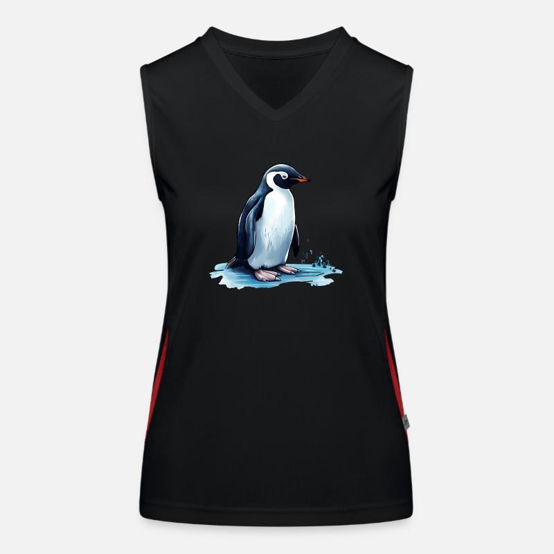 Pinguin im Smoking Funktionelles Kontrast-Tank Top für Frauen