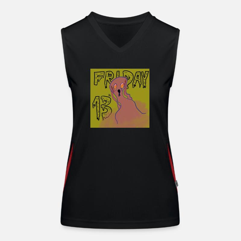 Scared ghost on Friday 13th Women's Functional Contrast Tank Top