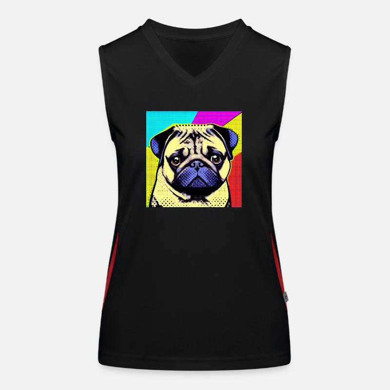 Mops Pop Art Funktionelles Kontrast-Tank Top für Frauen