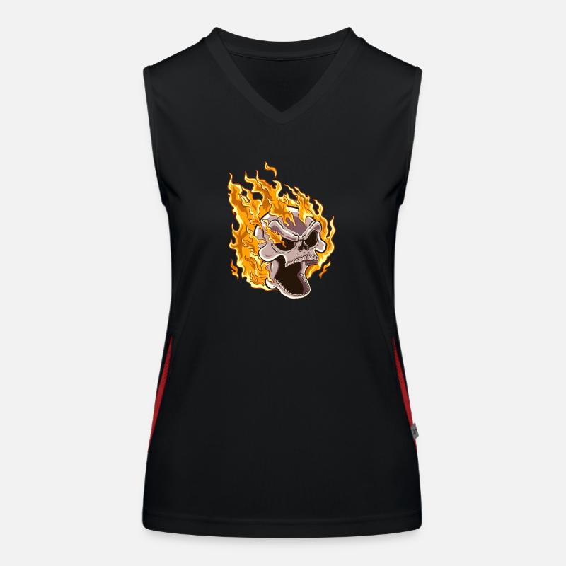 Flammender Schädel Funktionelles Kontrast-Tank Top für Frauen