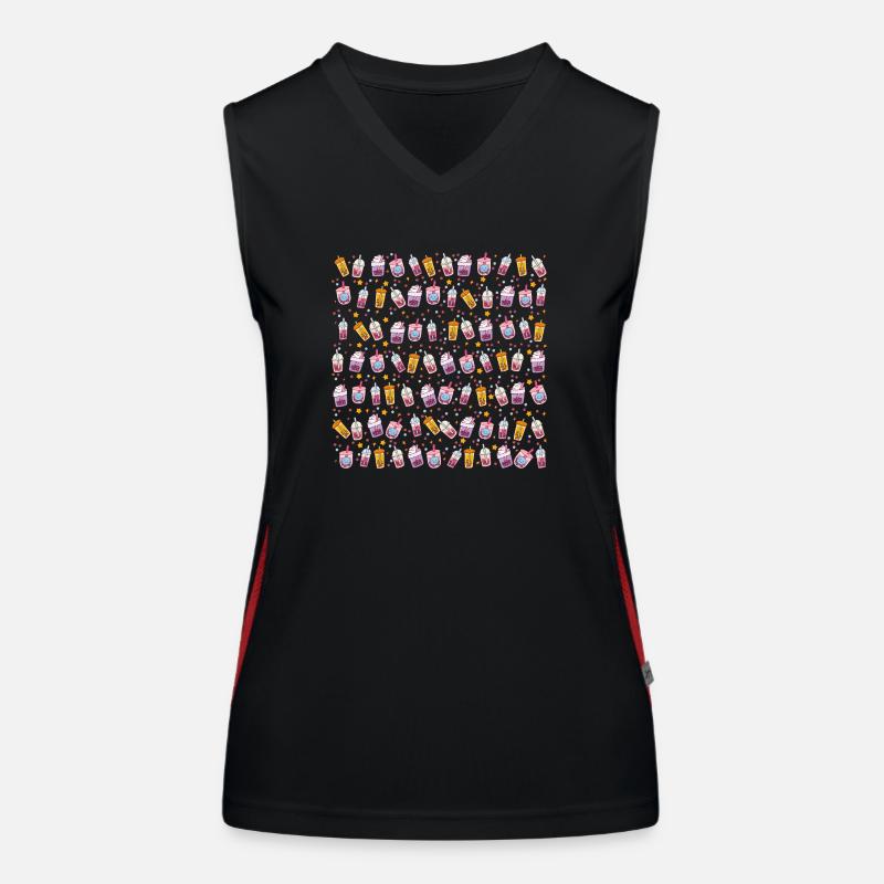 Kawaii Bubble Tea Muster Mit Sternchen und Bubbles Funktionelles Kontrast-Tank Top für Frauen