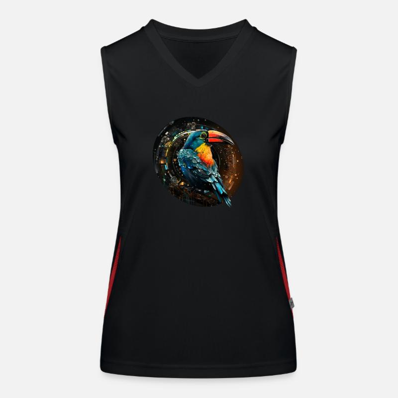 Toucan dans le style rétro de l’espace Débardeur respirant contrasté Femme