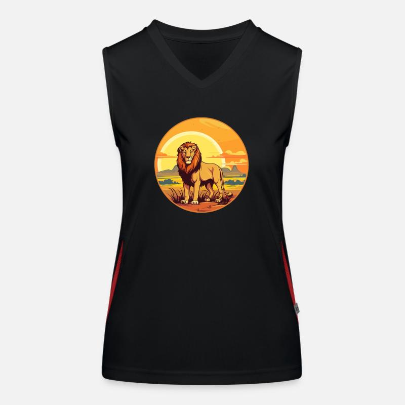 der Löwe in der Savanne Funktionelles Kontrast-Tank Top für Frauen