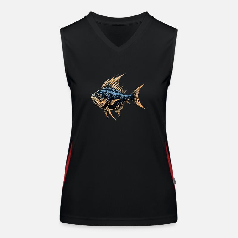 Style rétro poisson Débardeur respirant contrasté Femme
