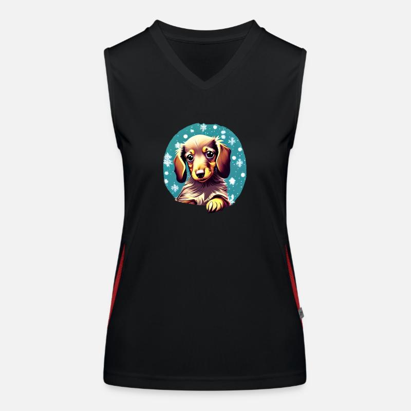 Teckel Chien Noël Teckel Chiot Hiver Débardeur respirant contrasté Femme