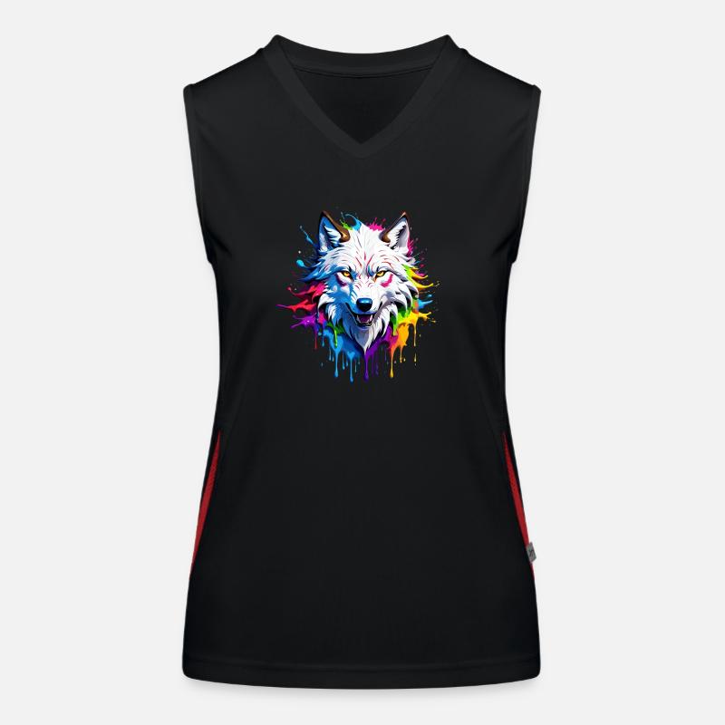Bunter Wolf Funktionelles Kontrast-Tank Top für Frauen