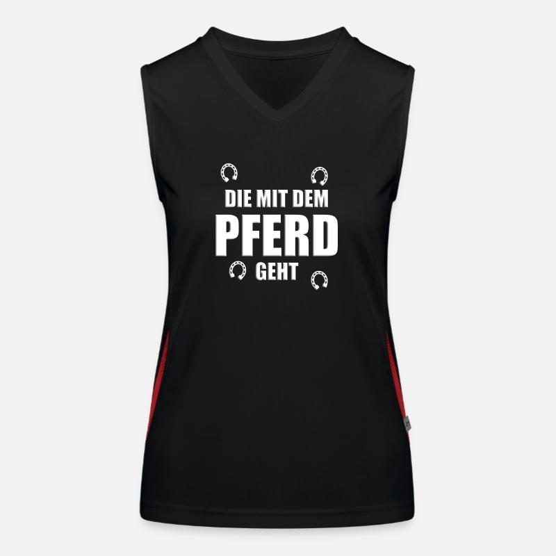 DIE MIT DEM PFERD GEHT - HUFEISEN - PFERDE Funktionelles Kontrast-Tank Top für Frauen