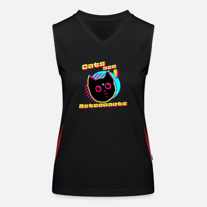 Cats are Astronauts - Women's Functional Contrast Tank Top - black/red