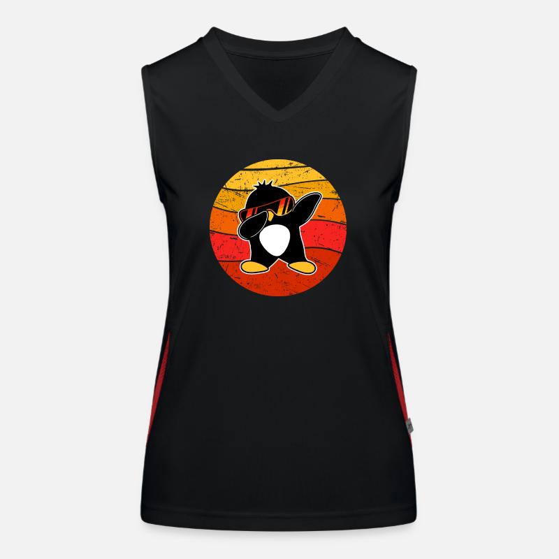 Lustiger Dabbing Pinguin Cool Dab Dance Tanz Pose Funktionelles Kontrast-Tank Top für Frauen