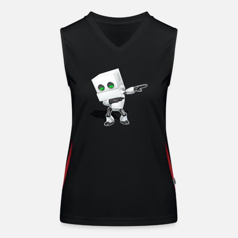 Dabbing Chibi Robot Women's Functional Contrast Tank Top