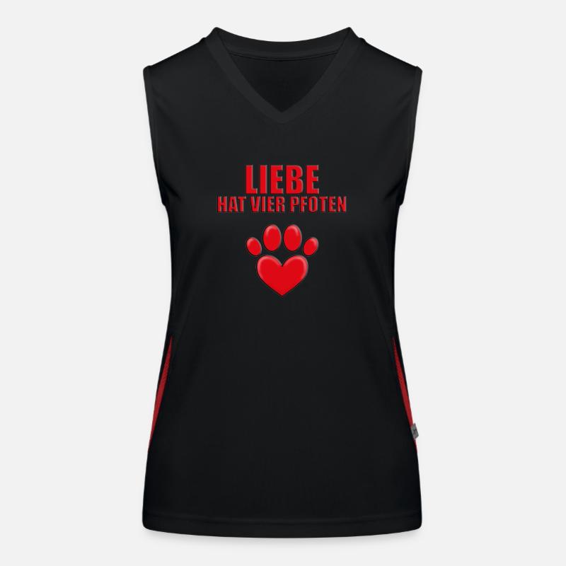 LIEBE HAT VIER PFOTEN - HERZ - HUND - HUNDE - LOVE Funktionelles Kontrast-Tank Top für Frauen