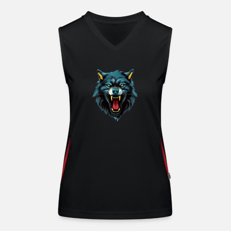 wütender Wolf Funktionelles Kontrast-Tank Top für Frauen
