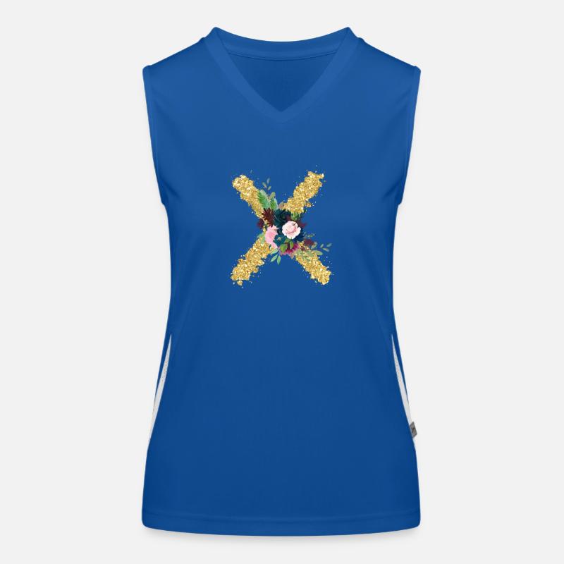 Buchstabe x florales Gold Funktionelles Kontrast-Tank Top für Frauen