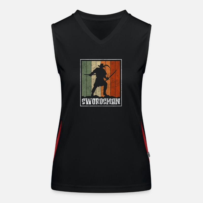Sword Fighting Warrior Japan Women's Functional Contrast Tank Top