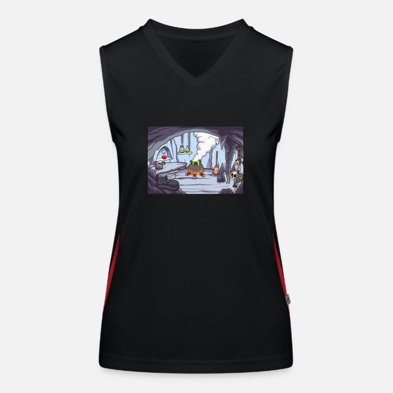 Dessin animé Witch Cave Contexte Débardeur respirant contrasté Femme