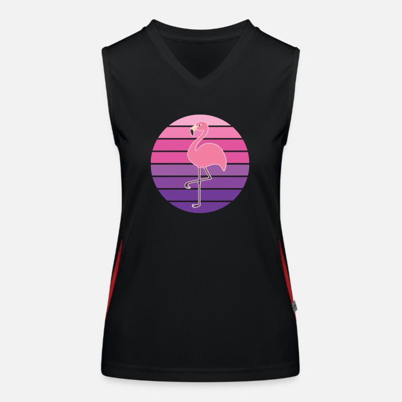 Flamingo Bird Retro Coucher de soleil Débardeur respirant contrasté Femme