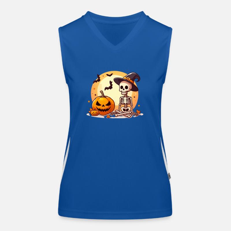 Halloween-Skelett-Landschaft Funktionelles Kontrast-Tank Top für Frauen