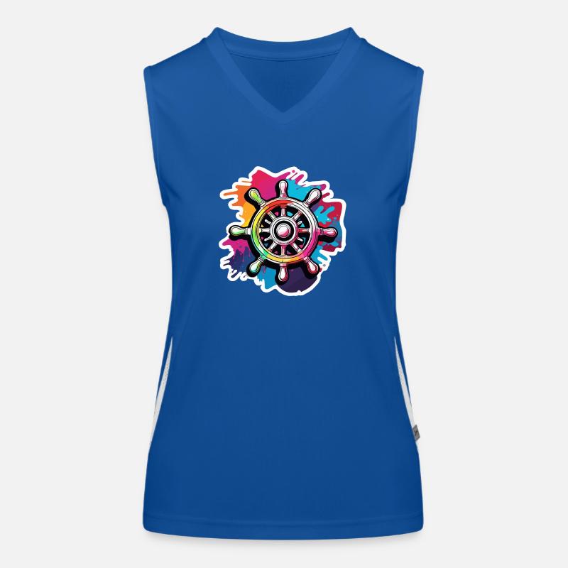 Buntes Steuerrad / Anker / Ahoi / Schiff / Boot Funktionelles Kontrast-Tank Top für Frauen
