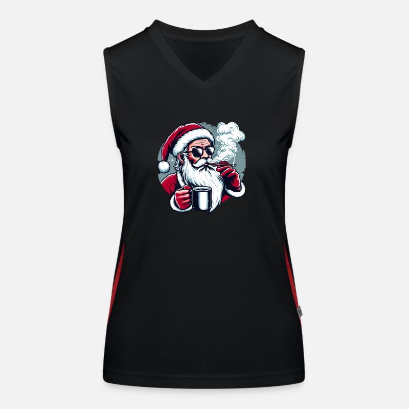 Räuchernder Weihnachtsmann Funktionelles Kontrast-Tank Top für Frauen