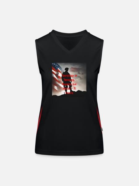 Vétérans, anciens combattant, armistice. - Débardeur respirant contrasté Femme - noir/rouge - Devant